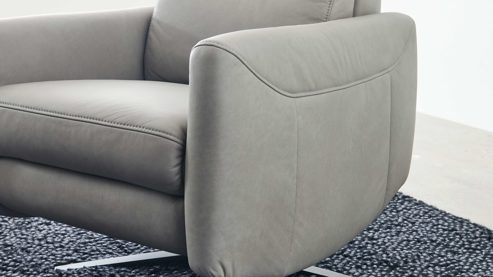 Relaxsessel comfortmaster besser sitzen, liegen, leben aus Leder in Grau Comfortmaster 7180 - Relaxsessel 24E44 motorisch - stahlfarbenes LongLife-Leder & anthrazitfarbener Sternfuß
