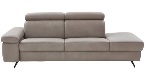 Recamiere comfortmaster besser sitzen, liegen, leben aus Leder in Grau Comfortmaster Spektra 1183 - Recamiere mit vielen Funktionen stahlfarbenes LongLife-Leder LG 24 & Metallkufen - Länge ca. 223 cm