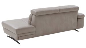 Recamiere comfortmaster besser sitzen, liegen, leben aus Leder in Grau Comfortmaster Spektra 1183 - Recamiere mit vielen Funktionen stahlfarbenes LongLife-Leder LG 24 & Metallkufen - Länge ca. 223 cm
