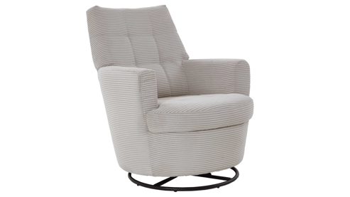 Polstersessel KAWOO aus Stoff in Hellgrau KAWOO Drehsessel SE 53 hellgrauer Cord GCT 9 & schwarzer Metallring