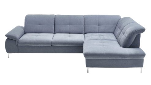 Ecksofa KAWOO aus Stoff in Blau KAWOO Serie 7178 - Ecksofa bzw. Polsterecke mit Funktionen eisblaue Chenille XBO-26 – Stellfläche ca. 319 x 240 cm