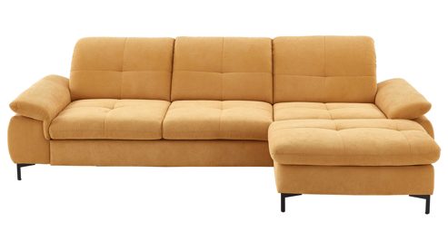Ecksofa KAWOO aus Stoff in Gelb KAWOO Serie 7178 - Ecksofa bzw. Polsterecke mit Funktionen goldgelbe Chenille XBO 05 – Stellfläche ca. 300 x 203 cm
