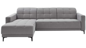 Ecksofa KAWOO aus Stoff in Grau KAWOO Serie 8334 - Ecksofa silbergrauer Webstoff DRL 69 & schwarze Metallfüße S11 - Stellfläche ca. 187 x 273 cm