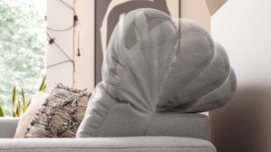 Ecksofa KAWOO aus Stoff in Grau KAWOO Serie 8334 - Ecksofa silbergrauer Webstoff DRL 69 & schwarze Metallfüße S11 - Stellfläche ca. 187 x 273 cm