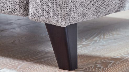 Polsterhocker KAWOO aus Stoff in Hellgrau KAWOO Serie 8334 - Polsterhocker platingraue Chenille GFS 49 & schwarze Holzfüße H61-250 - ca. 156 x 64 cm