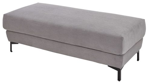 Polsterhocker KAWOO aus Stoff in Grau KAWOO Serie 7539 - XXL-Polsterhocker platingrauer Breitcord GCT 49 & schwarze Metallfüße - ca. 156 x 72 cm