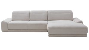 Ecksofa KAWOO aus Stoff in Hellgrau KAWOO Serie 7544 - Ecksofa mit Kopfteilverstellung hellgrauer Breitcord GCT 9 - Stellfläche ca. 326 x 187 cm