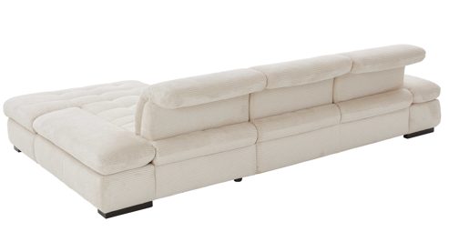 Ecksofa KAWOO aus Stoff in Weiß KAWOO Serie Santa Lucia - Ecksofa bzw. Polstermöbel cremeweißer Breitcord & schwarze Holzfüße - Stellfläche ca. 305 x 199 cm