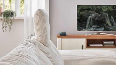 Kopfstütze Megapol aus Stoff in Beige Polsterprogramm VS-MP1028 - Comfort-Kopfstütze naturfarbener Cord - Länge ca. 44 cm