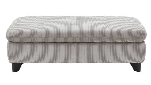 Funktionshocker Megapol aus Stoff in Grau Polsterprogramm VS-MP1028 - XXL-Funktions-Hocker grauer Cordbezug & schwarze Metallfüße - ca. 135 x 63 cm