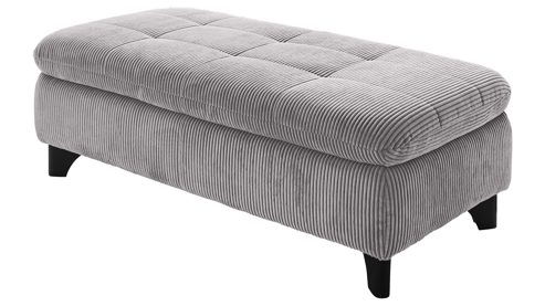 Funktionshocker Megapol aus Stoff in Grau Polsterprogramm VS-MP1028 - XXL-Funktions-Hocker grauer Cordbezug & schwarze Metallfüße - ca. 135 x 63 cm