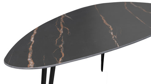 Couchtisch-Set M2 kollektion aus Stein in Dunkelgrau Couchtisch-Set Luis Grau marmoriert Stein & Schwarz - zweiteilig