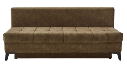 Schlafsofa Restyl aus Stoff in Dunkelgrün Schlafsofa Talia A grüner Bezug 2-6862 & schwarze Metallfüße