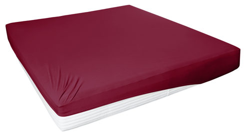 Spannbettlaken H. g. hahn haustextilien® aus Stoff in Dunkelrot HAHN Spannbettlaken für Wasser- und Boxspringmatratzen bordeauxroter Baumwolljersey - ca. 100 x 200 cm