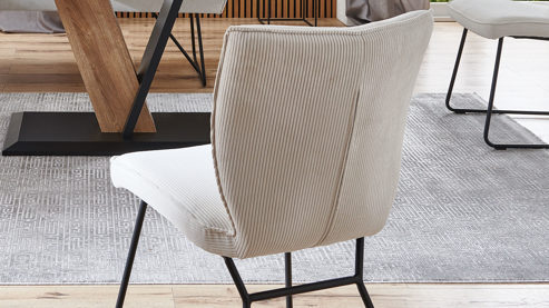 Polsterstuhl PARTNERRING COLLECTION aus Stoff in Weiß PARTNERRING COLLECTION Serie Conny - Polsterstuhl cremeweißer Cord Rebel 897 & schwarzes Eisen