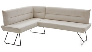 Eckbank PARTNERRING COLLECTION aus Stoff in Weiß PARTNERRING COLLECTION Serie Conny - Eckbank mit Federkernpolsterung cremeweißer Cord Rebel 897 & schwarzes Eisen - Stellfläche ca.  151 x 205 cm