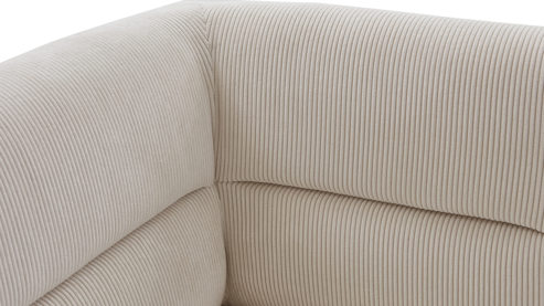 Eckbank PARTNERRING COLLECTION aus Stoff in Weiß PARTNERRING COLLECTION Serie Conny - Eckbank mit Federkernpolsterung cremeweißer Cord Rebel 897 & schwarzes Eisen - Stellfläche ca.  151 x 205 cm