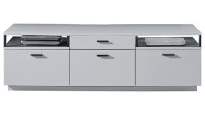 Wohnwand MIVIVO aus Holz in Weiß MIVIVO Wohnmöbel Juno - Wohnwand Weiß & Grau - vierteilig, Breite ca. 320 cm