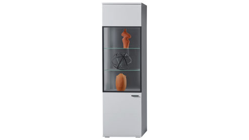 Wohnwand MIVIVO aus Holz in Weiß MIVIVO Wohnmöbel Juno - Wohnwand Weiß & Grau - vierteilig, Breite ca. 320 cm