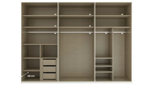 Kleiderschrank Rauch aus Holz in Hellgrau rauch ORANGE Schranksystem Skat - Kleiderschrank mit Inneneinteilung Seidengrau - sechs Türen, Breite ca. 301 cm