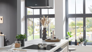 Einbauküche Nobilia® aus Holz in Hellgrau nobilia® Einbauküche Laser mit Einbaugeräten Seidengrau - zweizeilig