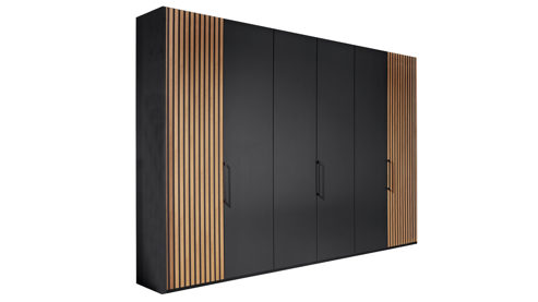 Komplettzimmer PARTNERRING COLLECTION aus Holz in Schwarz PARTNERRING COLLECTION Schlafzimmerprogramm Manhattan - Komplettzimmer Graphit & Eiche Bianco - vierteilig, Liegefläche ca. 180 x 200 cm