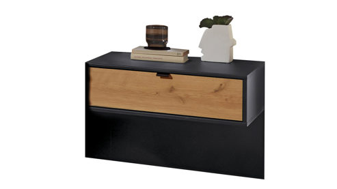 Komplettzimmer PARTNERRING COLLECTION aus Holz in Schwarz PARTNERRING COLLECTION Schlafzimmerprogramm Manhattan - Komplettzimmer Graphit & Eiche Bianco - vierteilig, Liegefläche ca. 180 x 200 cm