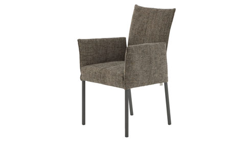 Vierfußstuhl Bert plantagie aus Stoff in Hellbraun Armlehnstuhl Blaze sepiafarbener Webstoff Coco 176 & anthrazitfarbene Metallfüße