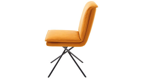 Vierfußstuhl Koinor aus Leder in Gelb KOINOR drehbarer Polsterstuhl Alino sonnengelber Lederbezug India & Metallfüße