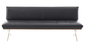 Polsterbank Koinor aus Leder in Schwarz KOINOR Dining System - Polsterbank krähenfarbenes Leder Classic, Wildeiche & Edelstahl - Länge ca. 214 cm