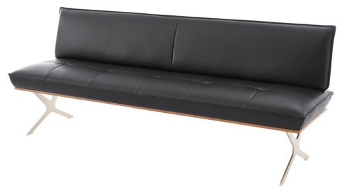Polsterbank Koinor aus Leder in Schwarz KOINOR Dining System - Polsterbank krähenfarbenes Leder Classic, Wildeiche & Edelstahl - Länge ca. 214 cm