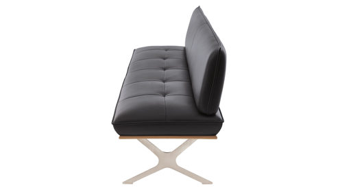 Polsterbank Koinor aus Leder in Schwarz KOINOR Dining System - Polsterbank krähenfarbenes Leder Classic, Wildeiche & Edelstahl - Länge ca. 214 cm