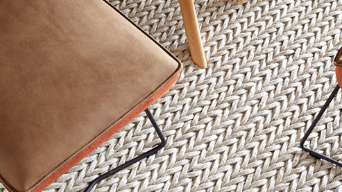 Polsterhocker Koinor aus Leder in Braun KOINOR Dining System - Hockerbank muskatfarbenes Leder India & cognacfarbener Loden 39 - Länge ca. 130 cm