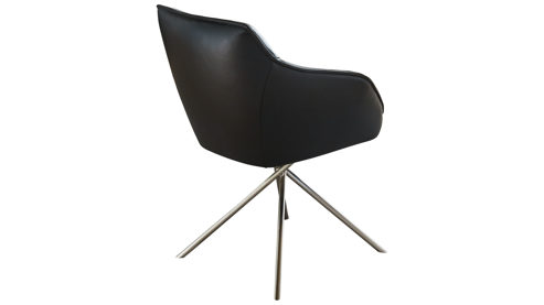 Vierfußstuhl Koinor aus Leder in Schwarz KOINOR Dining System - drehbarer Armlehnstuhl krähenfarbenes Leder Classic & Edelstahl