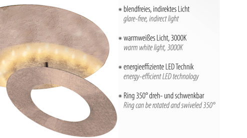 Deckenleuchte Paul neuhaus aus Metall in Gold Paul Neuhaus LED-Deckenleuchte Nevis goldfarbenes, gehämmertes Metall – Durchmesser ca. 27 cm
