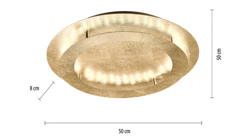 Deckenleuchte Paul neuhaus aus Metall in Metallfarben Paul Neuhaus LED-Deckenleuchte Nevis goldfarbenes, gehämmertes Metall – Durchmesser ca. 50 cm