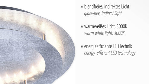 Deckenleuchte Paul neuhaus aus Metall in Metallfarben Paul Neuhaus LED-Deckenleuchte Nevis silberfarbenes, gehämmertes Metall – Durchmesser ca. 50 cm