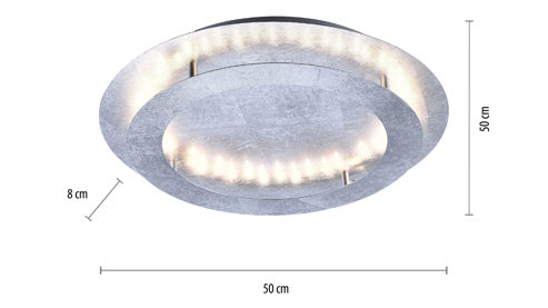 Deckenleuchte Paul neuhaus aus Metall in Metallfarben Paul Neuhaus LED-Deckenleuchte Nevis silberfarbenes, gehämmertes Metall – Durchmesser ca. 50 cm
