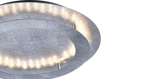 Deckenleuchte Paul neuhaus aus Metall in Metallfarben Paul Neuhaus LED-Deckenleuchte Nevis silberfarbenes, gehämmertes Metall – Durchmesser ca. 50 cm