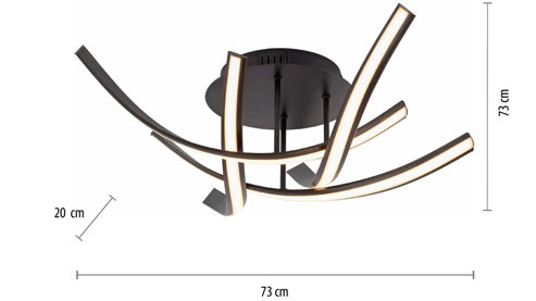 Deckenleuchte Paul neuhaus aus Metall in Metallfarben Paul Neuhaus Linda - Deckenlampe rostfarbenes Metall – Durchmesser ca. 73 cm