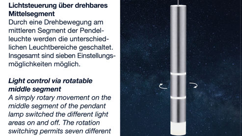 Pendelleuchte Paul neuhaus aus Metall in Aluminium NeuhausPURE® Leuchten Serie Vega alufarbenes Metall - Länge ca. 120 cm