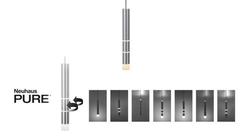 Pendelleuchte Paul neuhaus aus Metall in Aluminium NeuhausPURE® Leuchten Serie Vega alufarbenes Metall - Länge ca. 120 cm