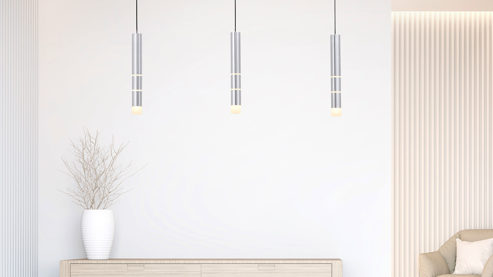 Pendelleuchte Paul neuhaus aus Metall in Aluminium NeuhausPURE® Leuchten Serie Vega alufarbenes Metall - Länge ca. 120 cm