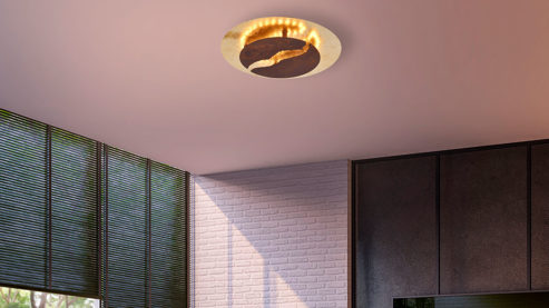 Deckenleuchte Paul neuhaus aus Metall in Metallfarben Paul Neuhaus Nevis - Deckenlampe rost- & goldfarbenes Metall – Durchmesser ca. 30 cm