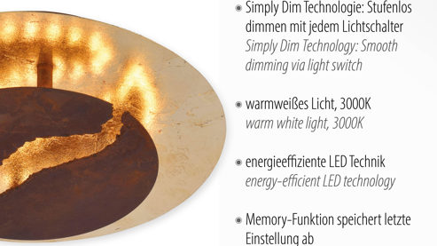 Deckenleuchte Paul neuhaus aus Metall in Metallfarben Paul Neuhaus Nevis - Deckenlampe rost- & goldfarbenes Metall – Durchmesser ca. 30 cm