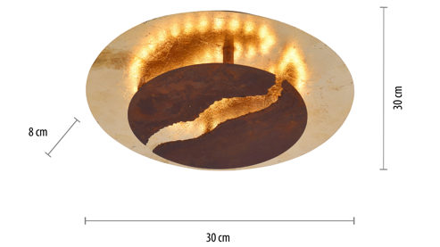 Deckenleuchte Paul neuhaus aus Metall in Metallfarben Paul Neuhaus Nevis - Deckenlampe rost- & goldfarbenes Metall – Durchmesser ca. 30 cm