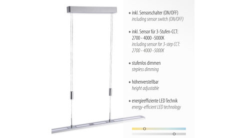 Pendelleuchte Paul neuhaus aus Metall in Metallfarben Paul Neuhaus LED-Pendelleuchte Nika Aluminium & Acrylglas – Länge ca. 100 cm