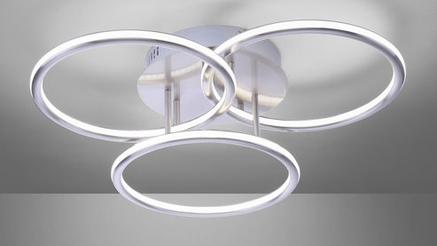 Deckenleuchte Paul neuhaus aus Metall in Metallfarben Paul Neuhaus Q®-NEVIO - Deckenlampe Stahl & weißes Acrylglas – Durchmesser ca. 56 cm