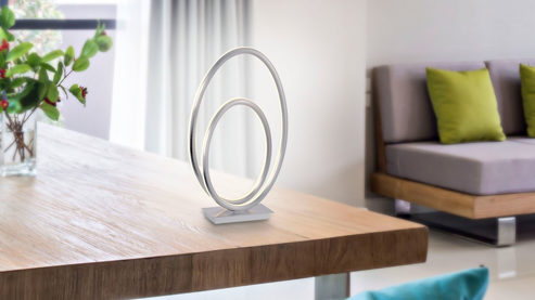 Tischleuchte Paul neuhaus aus Metall in Metallfarben Paul Neuhaus Q®-NEVIO - Tischlampe Stahl & weißes Acrylglas – Höhe ca. 43 cm