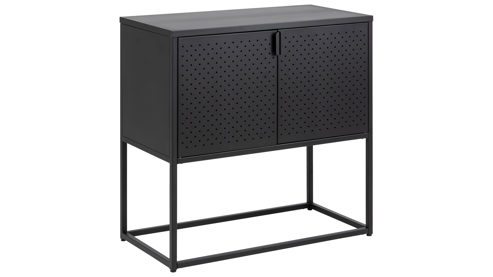 Sideboard Actona group aus Metall in Schwarz Metallmöbel Newton - Sideboard schwarzer Stahl - zwei Türen, Länge ca. 82 cm